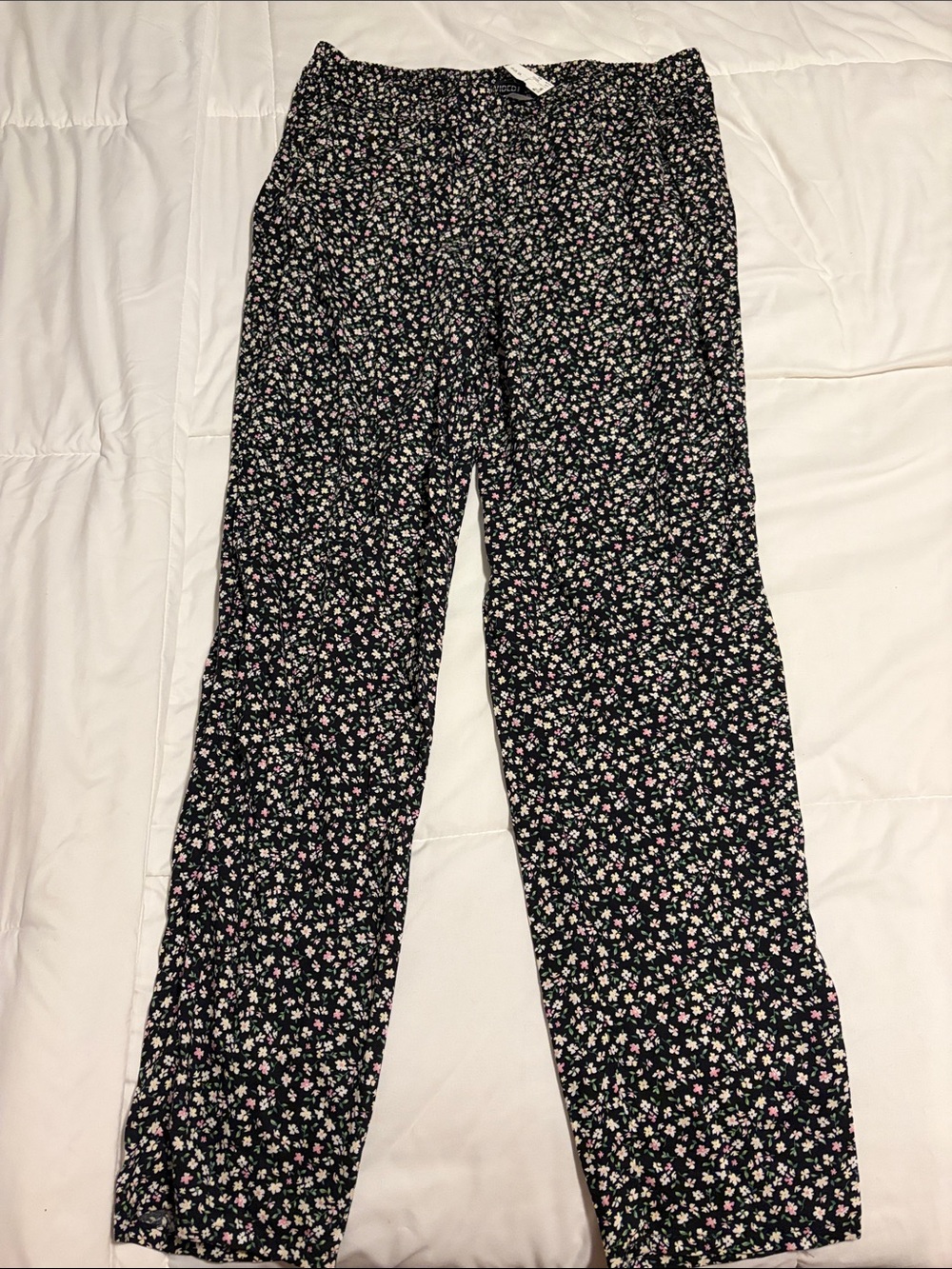 Black Floral Print Pants